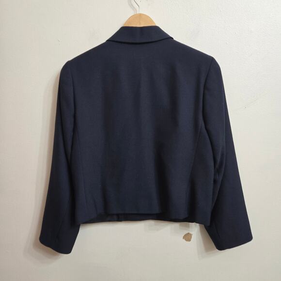 Orvis Womens USA Tailored Classic Old Money Minimalist Navy Wool Blend Blazer 4P - Picture 4 of 11